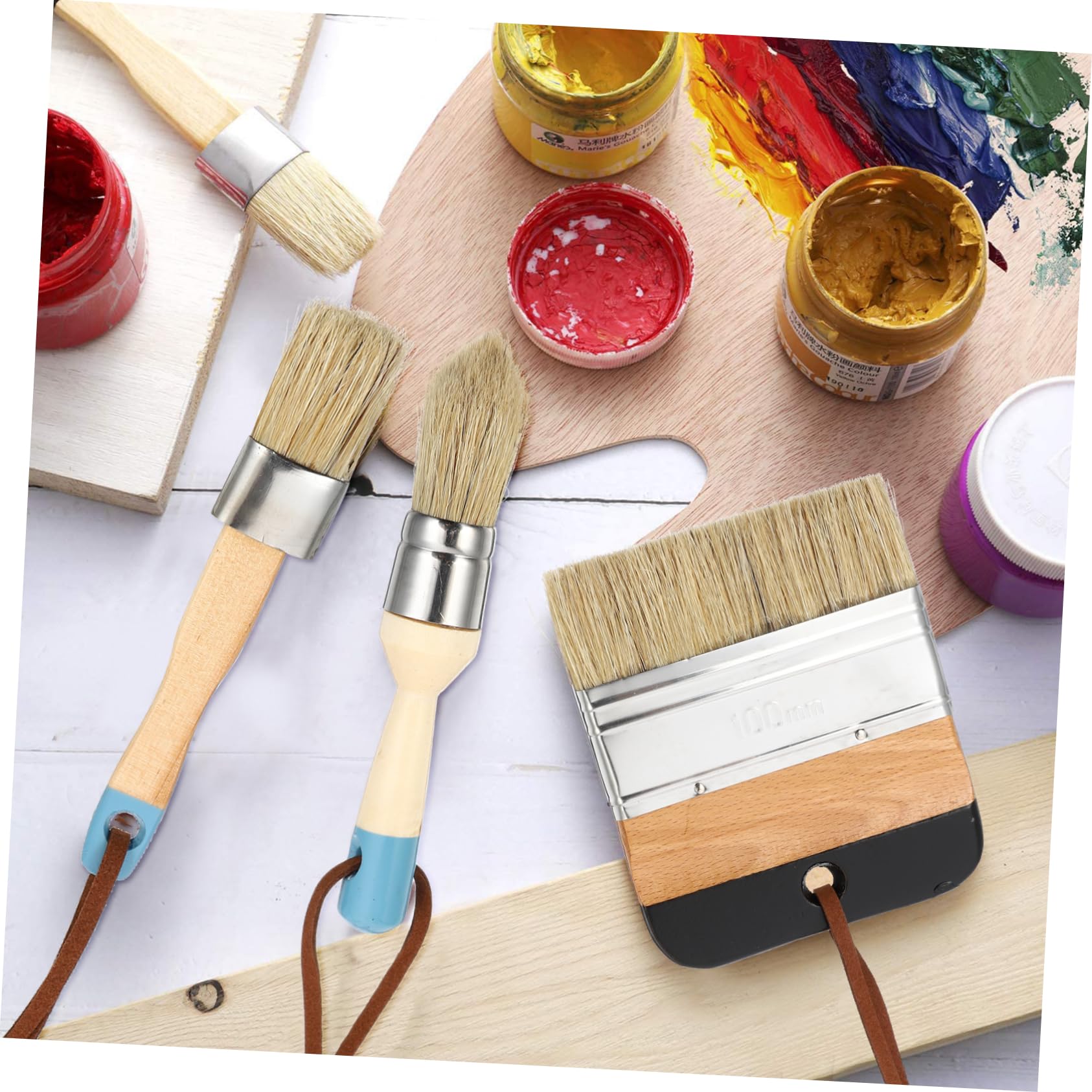 Pinceles para Pintar 4 Piezas 1 Pulgada Mango De Madera Conjunto Familiar Decoración del Hogar Pintura Manualidades Hogar Interior Verano