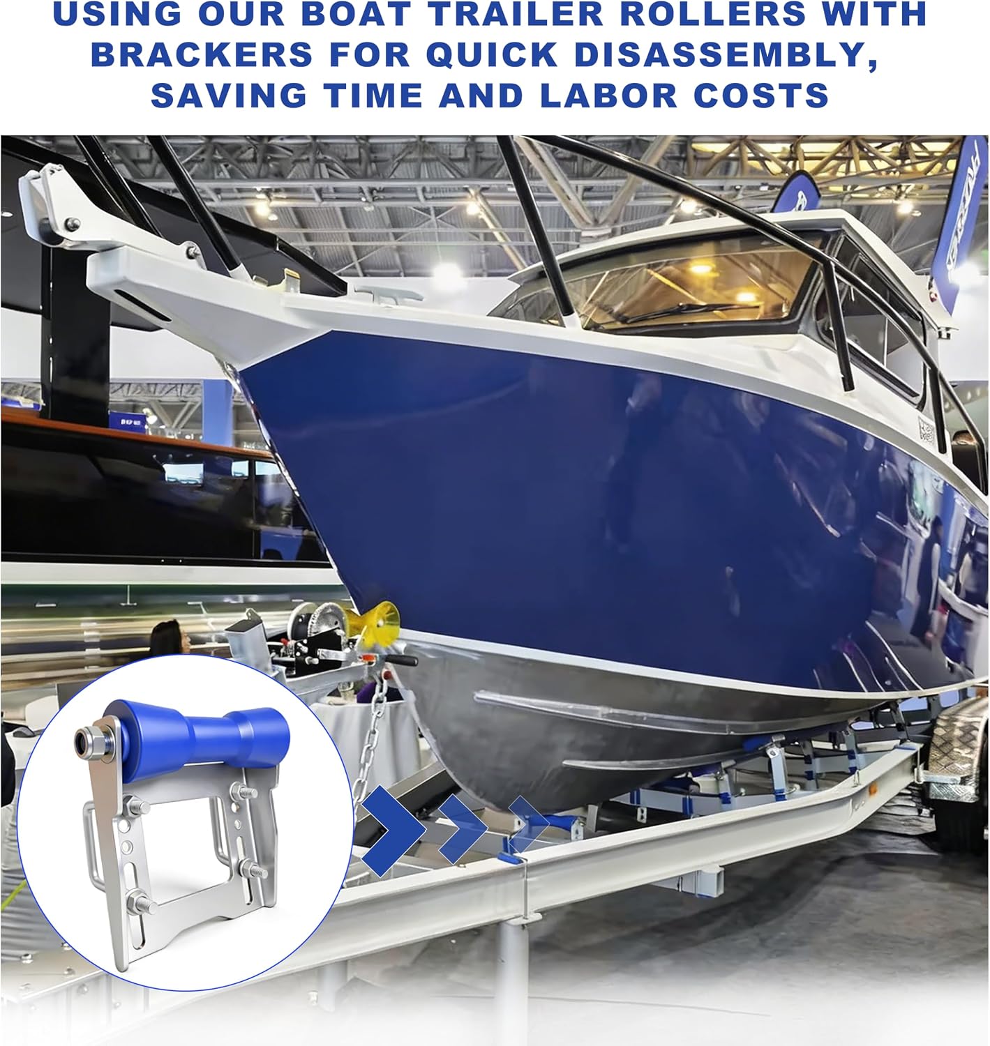 8 Inch Trailer Keel Roller with Bracket and U-Bolts,Keel Roller Kit Assembly for Easy Loading and Launching