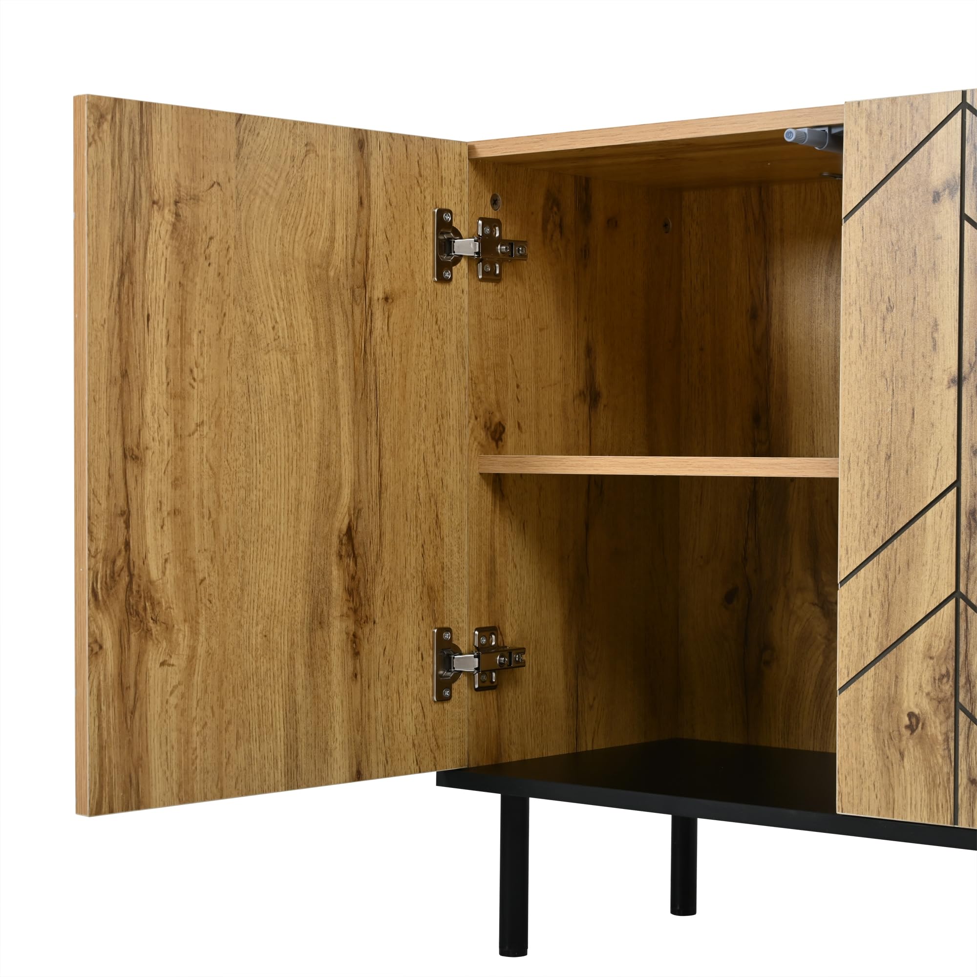 MURUL Aparador moderno de 120 x 35 x 70 cm, con 3 puertas y taquillas, diseño ondulado, de madera aglomerada resistente con patas de metal, soporta hasta 50 kg, para salón, comedor, pasillo, color