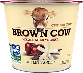 Brown Cow Cream Top Cherry Vanilla on the Bottom Whole Milk Yogurt, 5.3 oz. Cup - Creamy, Delicious Yogurt