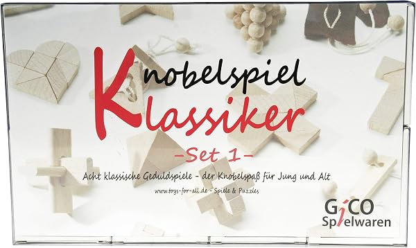 Knobelspiel Klassiker Sets - 8 Geschicklichkeitsspiele in Geschenkverpackung - incl. Lösung (Set 1) - 3