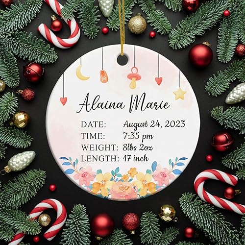 Vista 64 de Adorno de Navidad con foto personalizada de mi segunda Navidad 2025, adorno personalizado de cerámica para bebé, adorno colgante para árbol