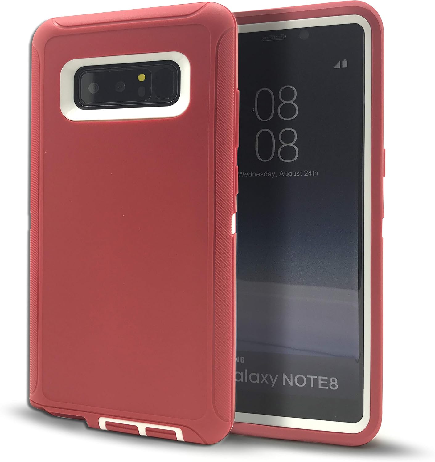 Samsung Galaxy Note 8 Phone Case,Note 8 Cases with Belt Clip Holster,Vodico Defender Heavy Duty Military Grade Shockproof High Impact Resistant Silicone Cover+Hard Bumper with Kickstand (Red White)