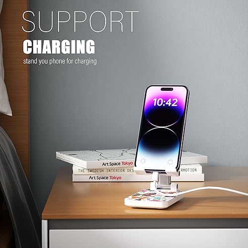 Miniatura 7 de Soporte plegable para teléfono celular, soporte de teléfono celular ajustable en altura en ángulo, soporte para teléfono para escritorio, accesorios