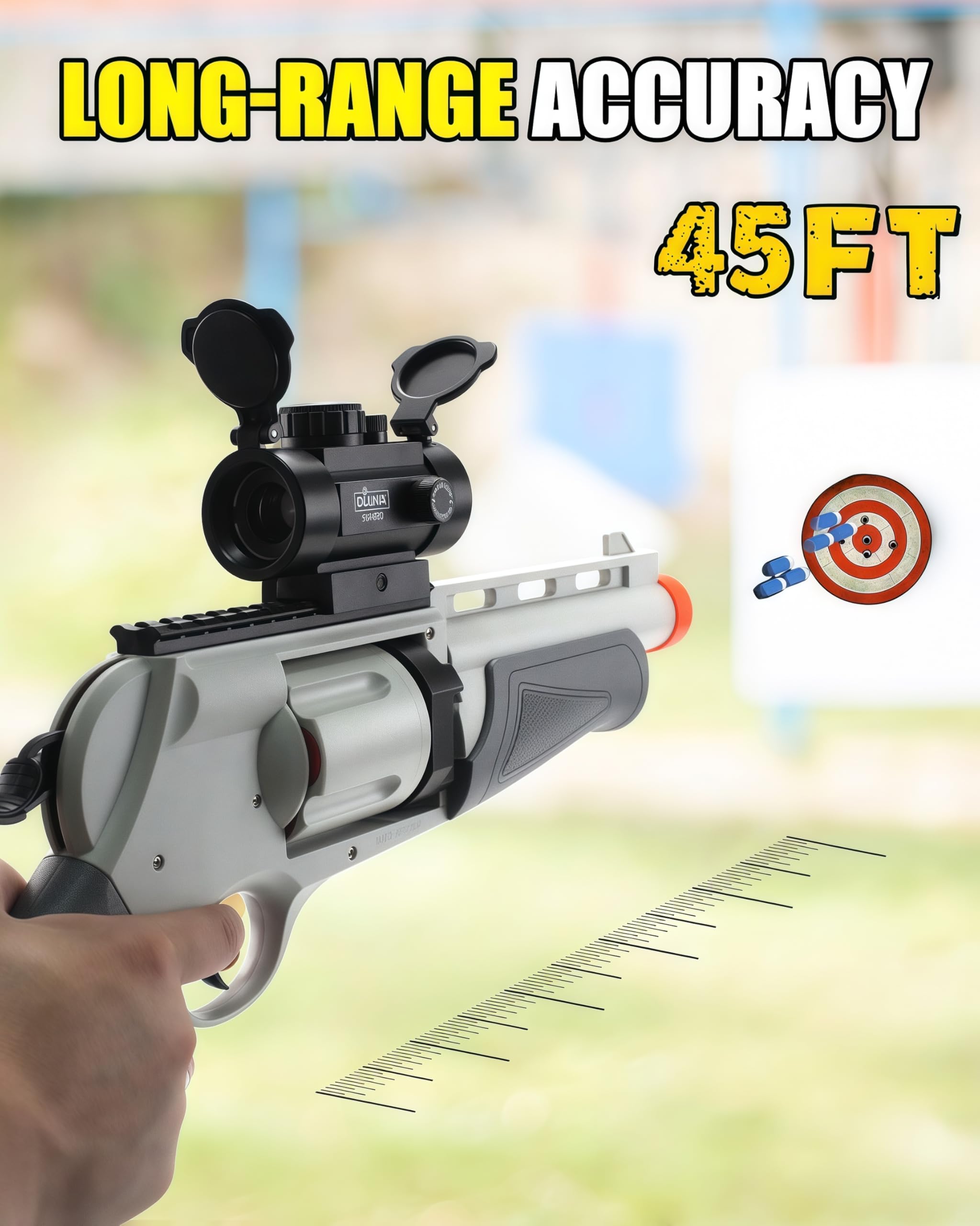 2 in 1 Foam Blaster Shotgun with 4 X Scope Soft Dart Blaster Toy Gun Set including 60 EVA Darts 5 Dart Rotating Drum 1 Sight for 14+ Years Soft Foam Darts Blaster - Image 4