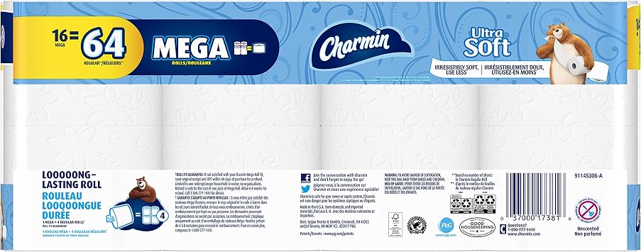 Charmin Ultra Soft Bath Tissue 16 Double Rolls 32