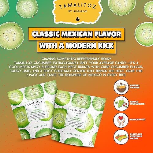 Vista 165 de Tamalitoz de Sugarox - Paquete de 8 caramelos duros hechos a mano con mango dulce y picante hecho a mano con chile en polvo, lima y sal marina.