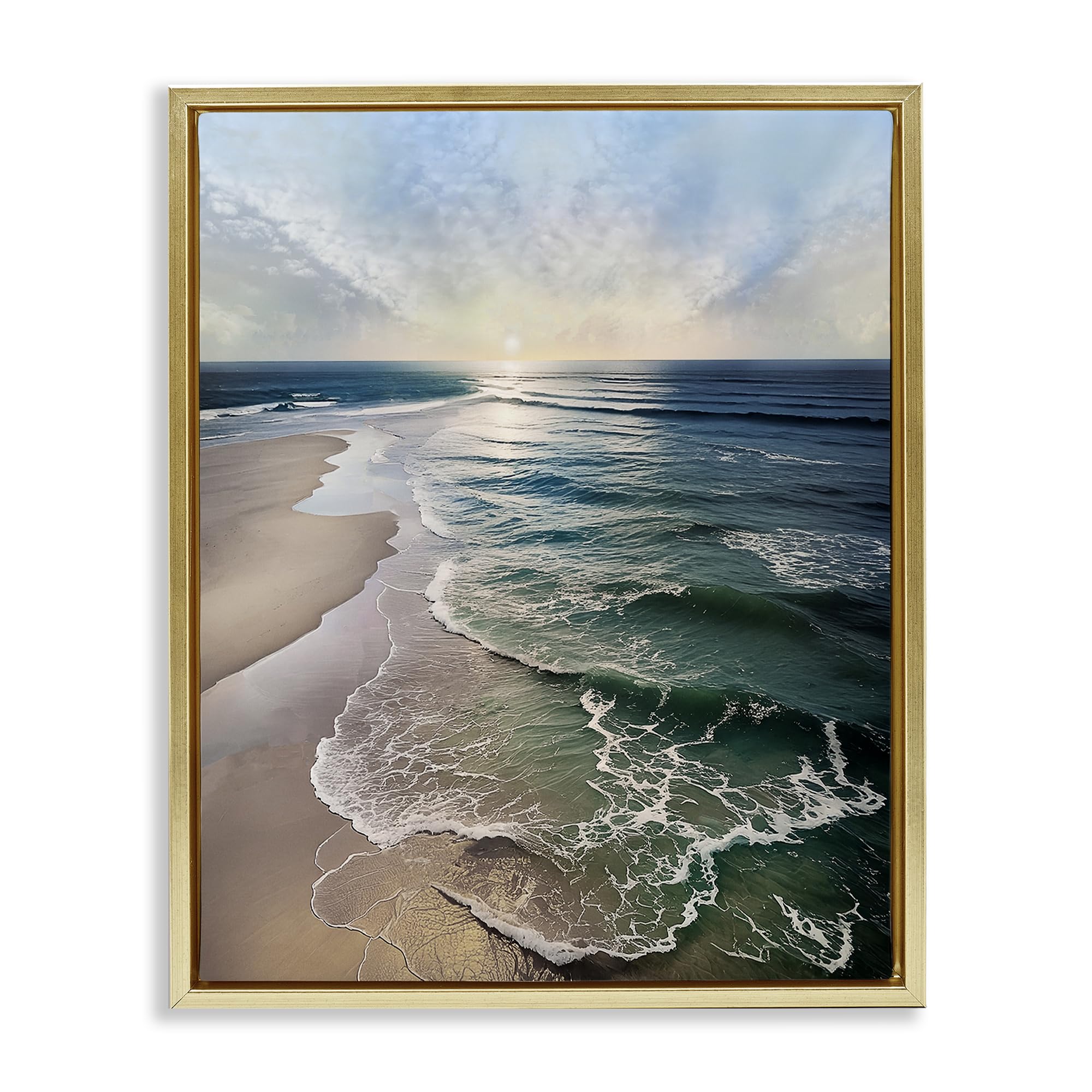 Stupell Industries Metallic Gold (Matte) 'Tranquil Shoreline With Soft Light'| Floating Frame Canvas Art
