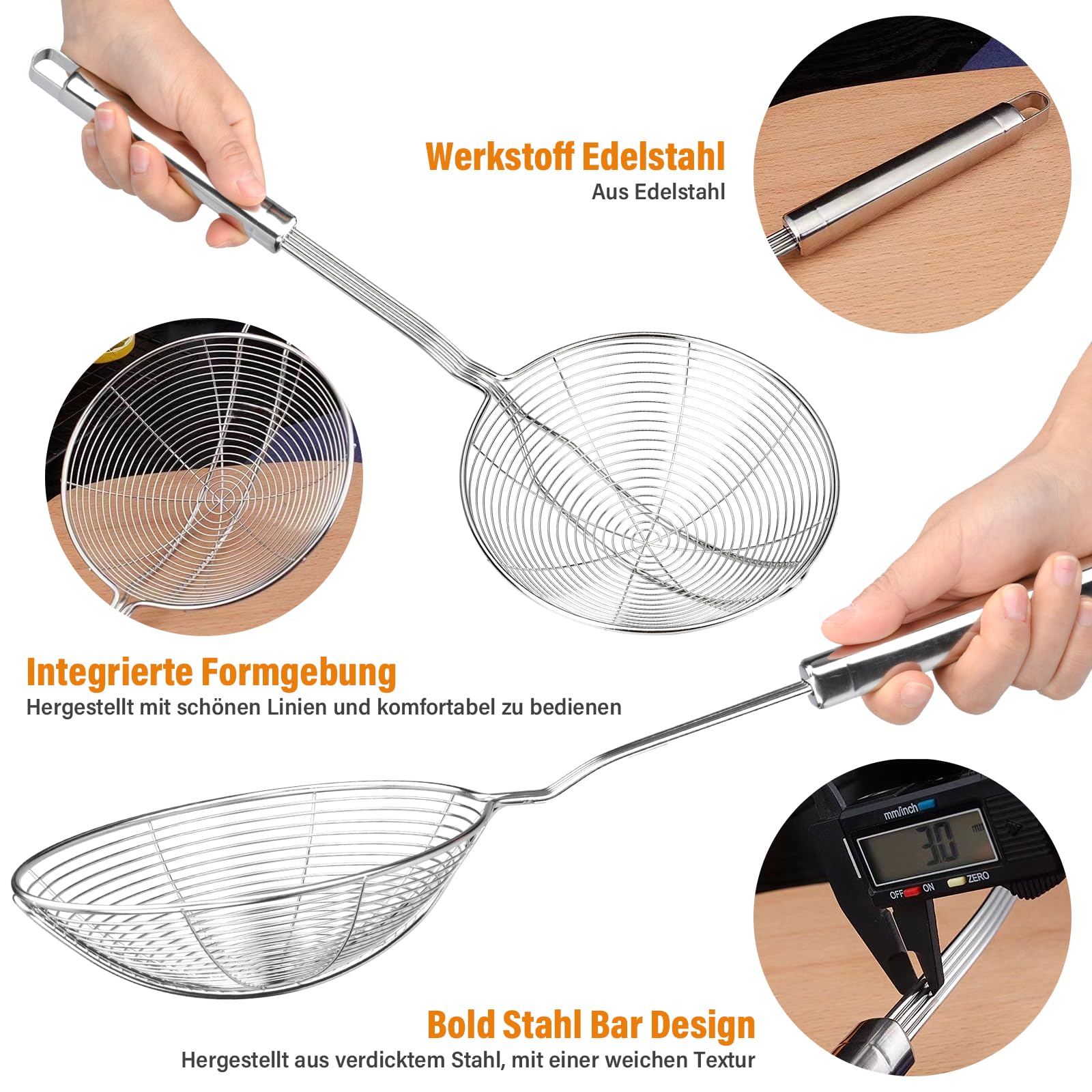 SUPRTOY 3 Pièces Écumoire,Araignée De Cuisine En Acier Inoxydable