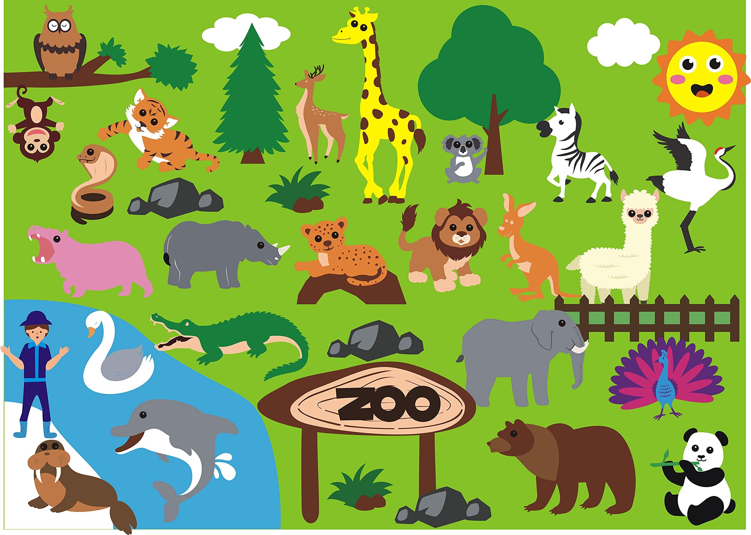 WATINC 42Pcs Zoo Animal Felt Story Board Set