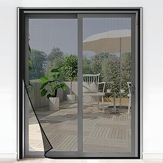 MAGZO Magnetic Screen Door Fits Door Size 60 x 80 Inches Black, Screen Size