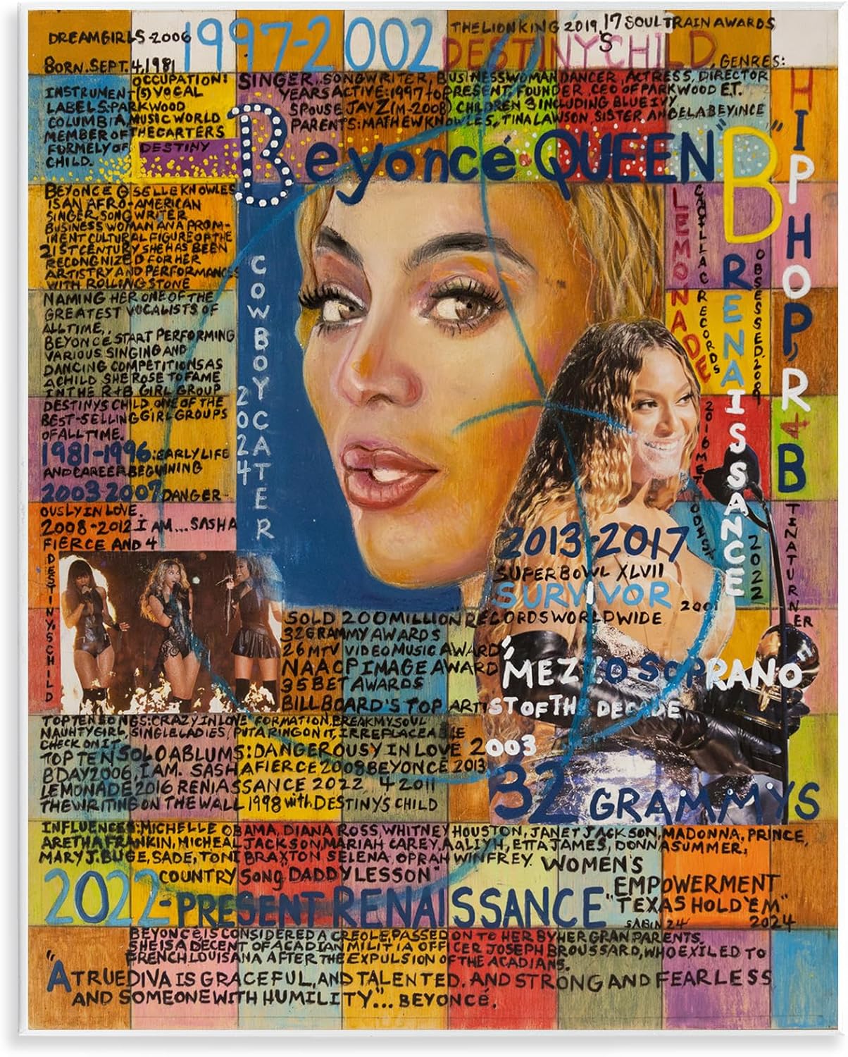 Stupell Industries Beyonce Musician Collage Wall Plaque Art Design by Sabin, 11 x 14