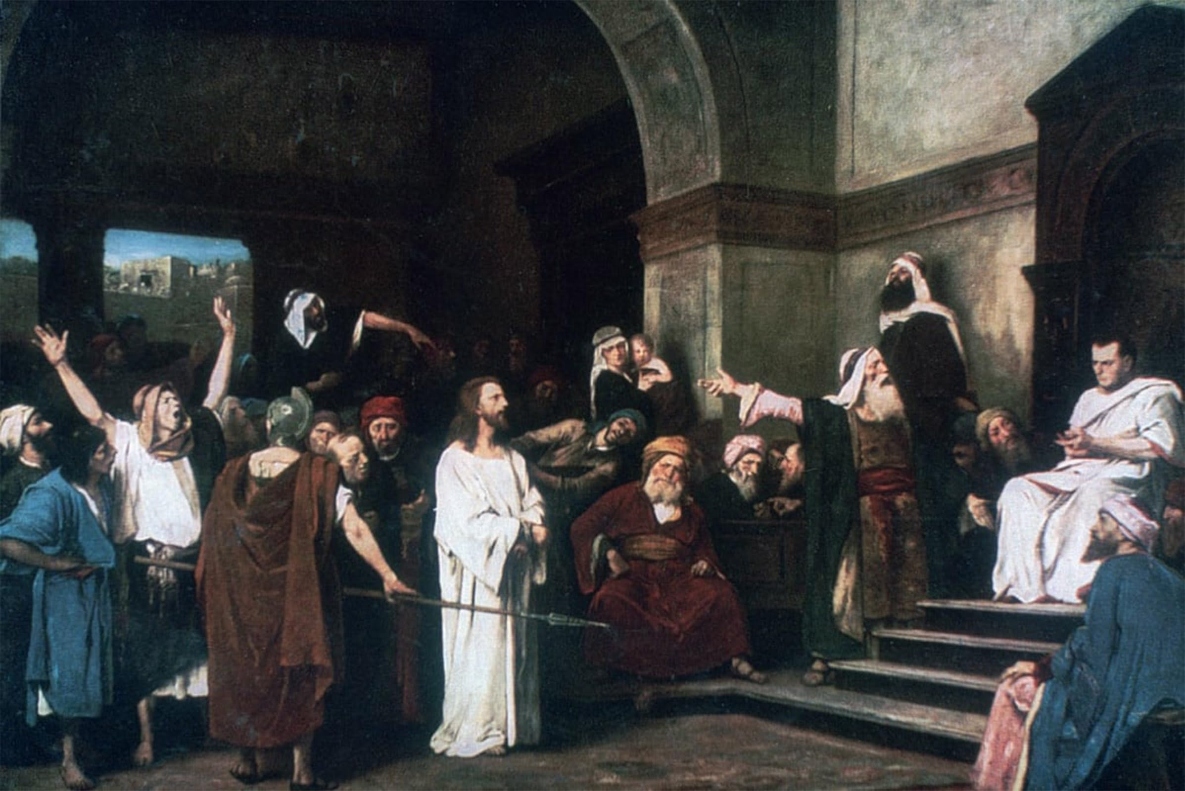 ARTXLXXBN Famous Painting Art Wall Decor Abstract Art Picture Christ Before Pilate by Mihály Munkácsy Animal Pictures for Home Decor 60x90cm