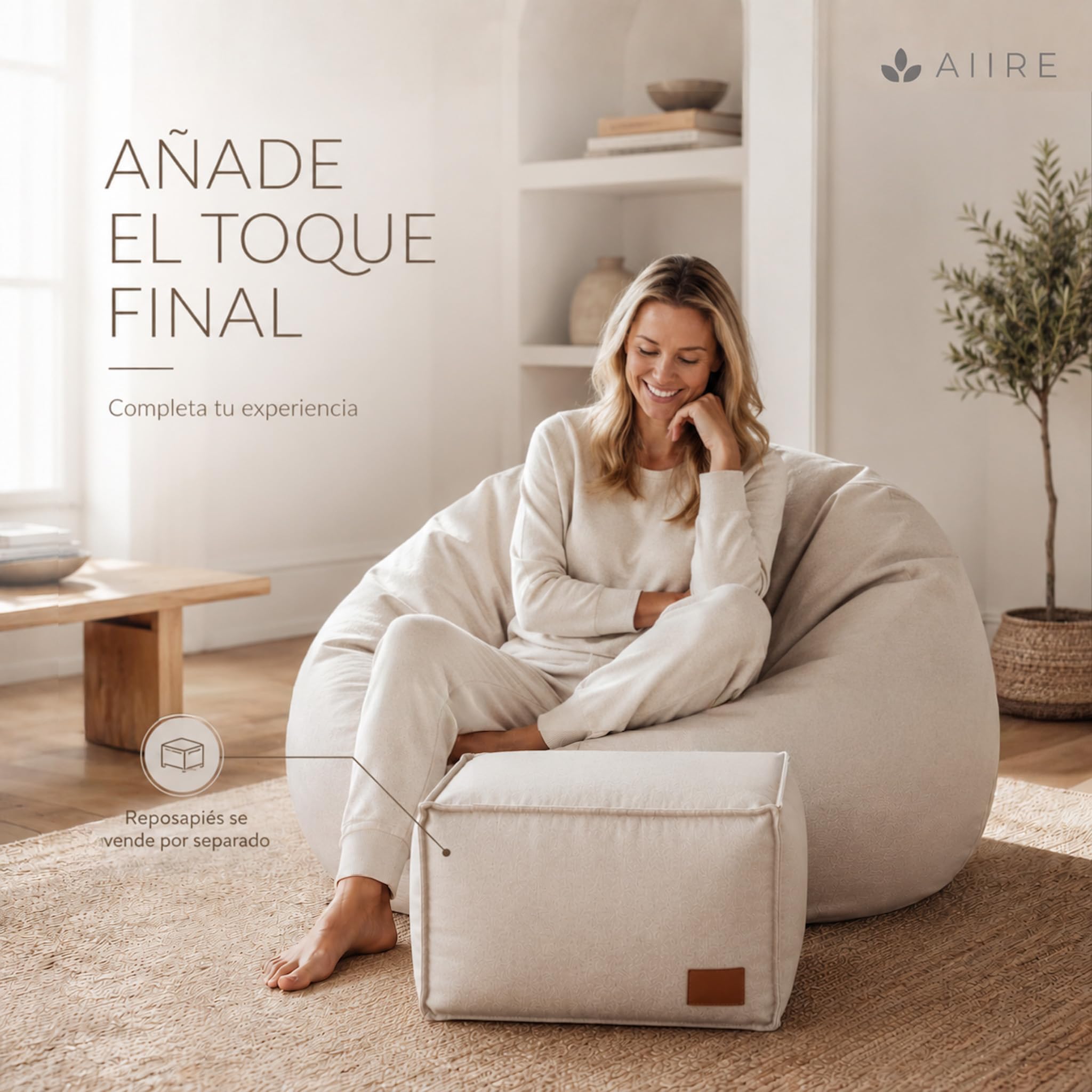 Aiire Puff con Relleno Incluido Moderno - Sillon Puf de Salon en Algodón Premium - Desenfundable y Lavable - Puffs Pera Redondos para Habitación Juvenil - Bean Bag Gamer [90x65]