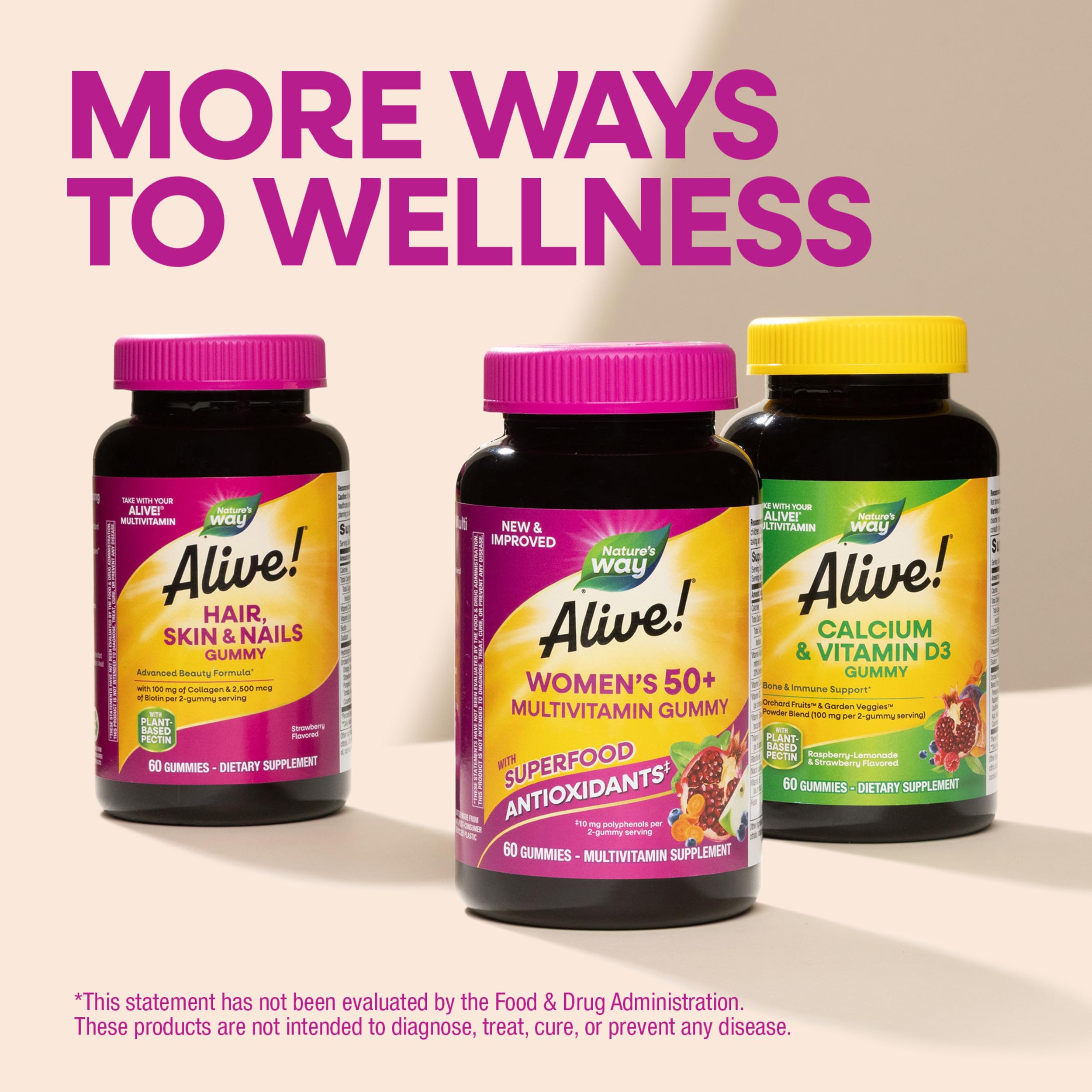 Nature's Way Alive! Women's 50+ Multivitamin Gummies, Mixed Berry, 130 ct — Amazon image 7