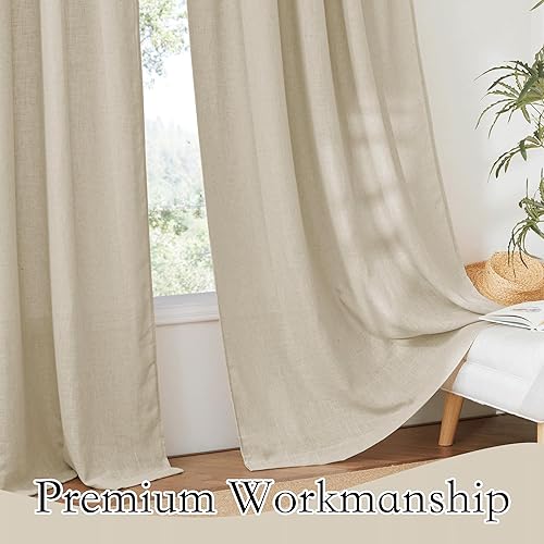 Miniatura 5 de RYB HOME - Cortinas semitraslúcidas de lino, privacidad, para sala de estaroficina en casasaliente de ventana, color crema claro, 52 x 108 pulgadas
