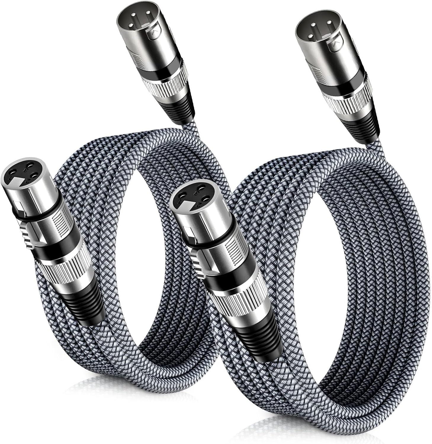 Elebase XLR Microphone Cable 16.5FT/5M 2Pack,XLR Male to Female Mic Cord,3-Pin Balanced Shielded Cables Wire,for Amplifier Mixer,Recording Studio,Speaker Systems,Grey