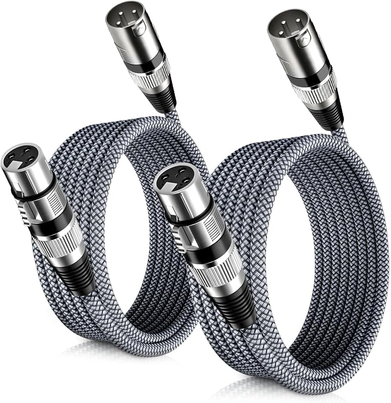 Elebase Cable de micrófono XLR, paquete de 2, 5 m/16,5 pies, cable de audio XLR macho a hembra, 3 pines | Cable de cobre sin oxígeno blindado equilibrado, 22AWG, para micrófono Shure, amplificador, mezclador, parlante, estudio de grabación, Podcast, escenario