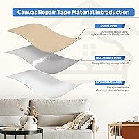 Vista 458 de KING MOUNTAIN Parche de reparación de lona de 9 x 11 pulgadas, 2 piezas, parche de tela impermeable autoadhesivo para sofás, tiendas de campaña