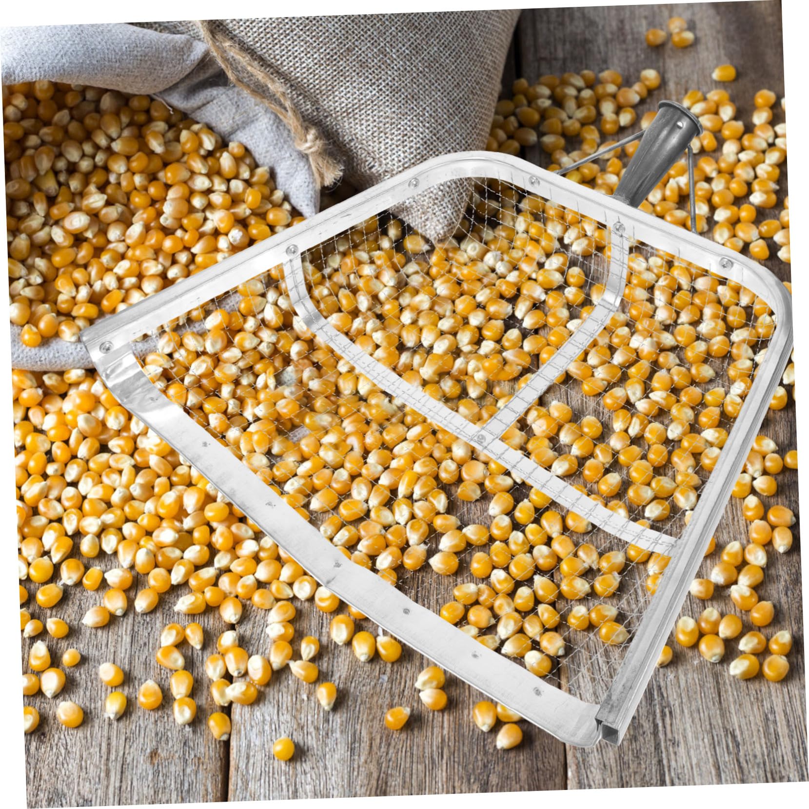 Homoyoyo Pala De Grano De Hierro para Jardín y Agricultura, Pala De Mano Práctica Cedazo De 12 Mm para Recoger Maíz, Tierra y Arena, Herramienta Ligera y Portátil para Huerto y Macetas