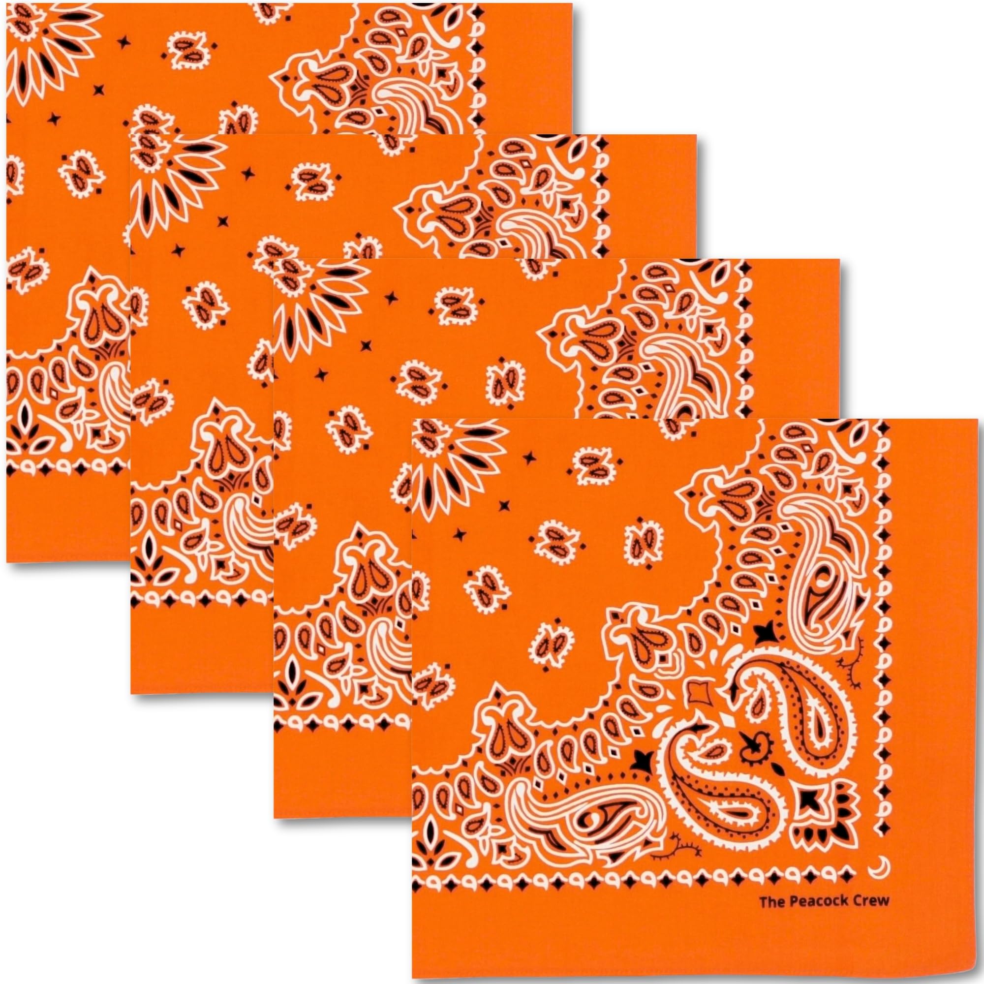The Peacock Crew Premium Soft Cotton Bandanas Pack for Men and Women Paisley 22 x 22 inches