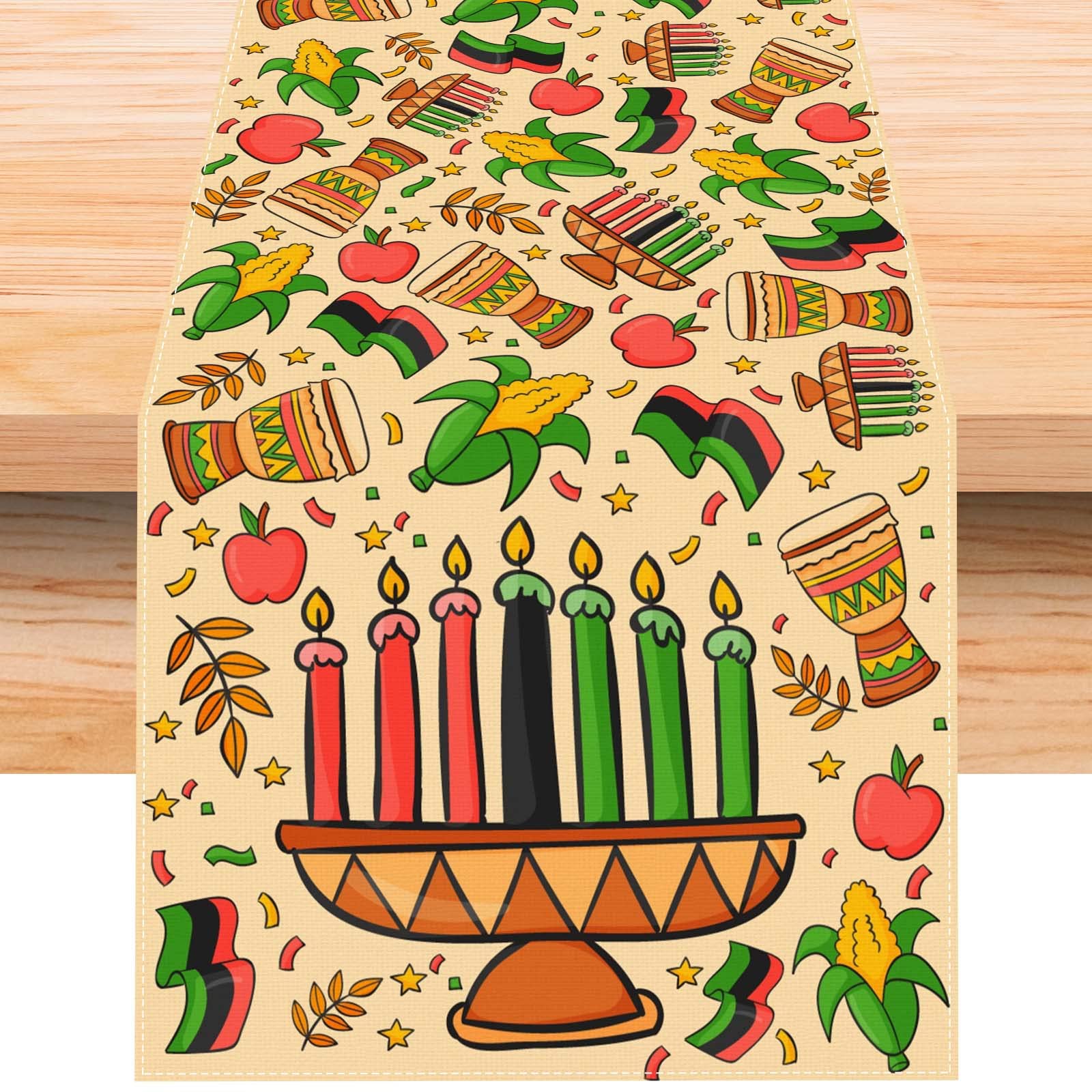Snapklik.com : Linen Kwanzaa Table Runner 72 Inches Long Kwanzaa ...