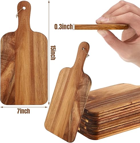 Miniatura 2 de Patelai Juego de 12 tablas de cortar de madera con asas, tabla de cortar grande para servir cocina, regalos a granel para mamá para verduras, carne,