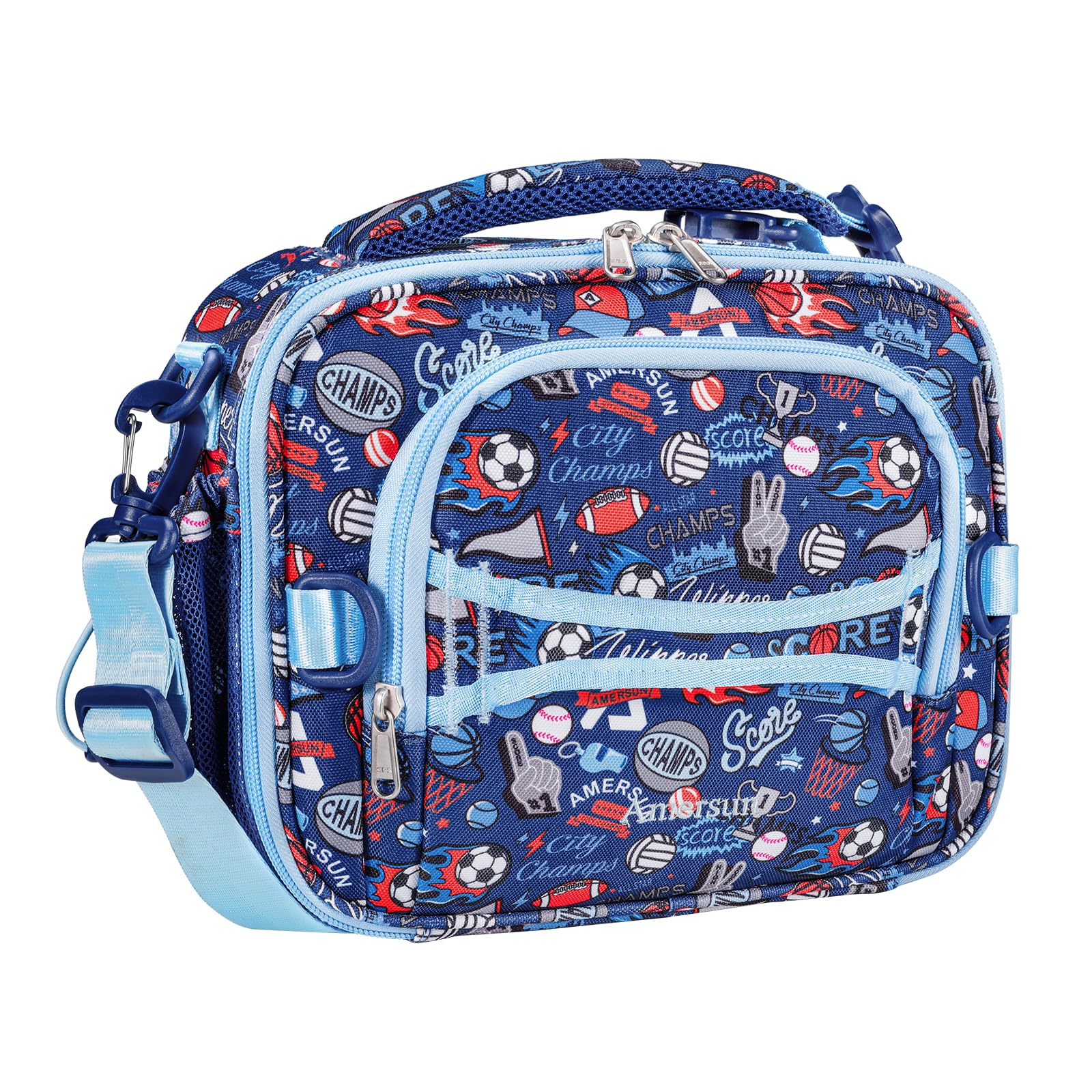 Photo 1 of Amersun Kids Insulated Lunch Box with 8MM Sponge & Water Bottle Holder, Keep Food Warm Cold School Lunch Bag for Kids Teen Girls Boys, Lunch Tote Bag for Children-Cartoon Ball(Patent Pending) Cartoon Ball For Kids