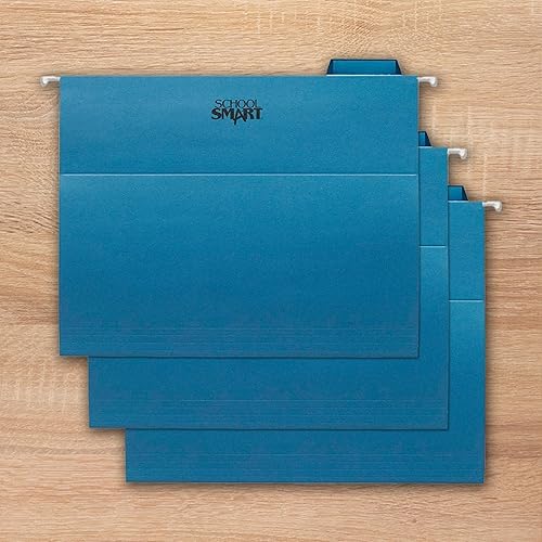 Miniatura 5 de School Smart Carpetas colgantes tamaño carta con pestaña de corte de 15, paquete de 25 unidades, color azul
