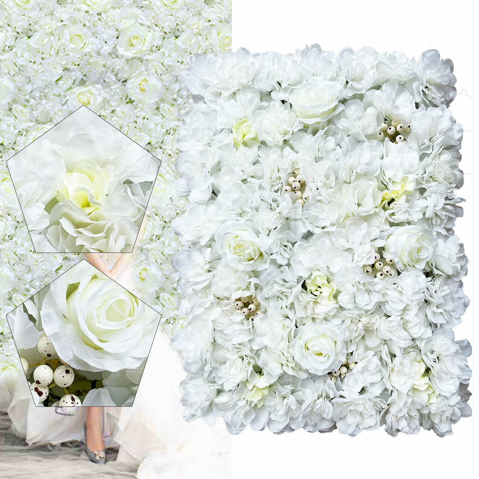 Treeisland 12 unidades de flores artificiales grandes para decoración, pared de rosas, 40 x 60 cm, panel para manualidades, bodas, fotografía, fondo