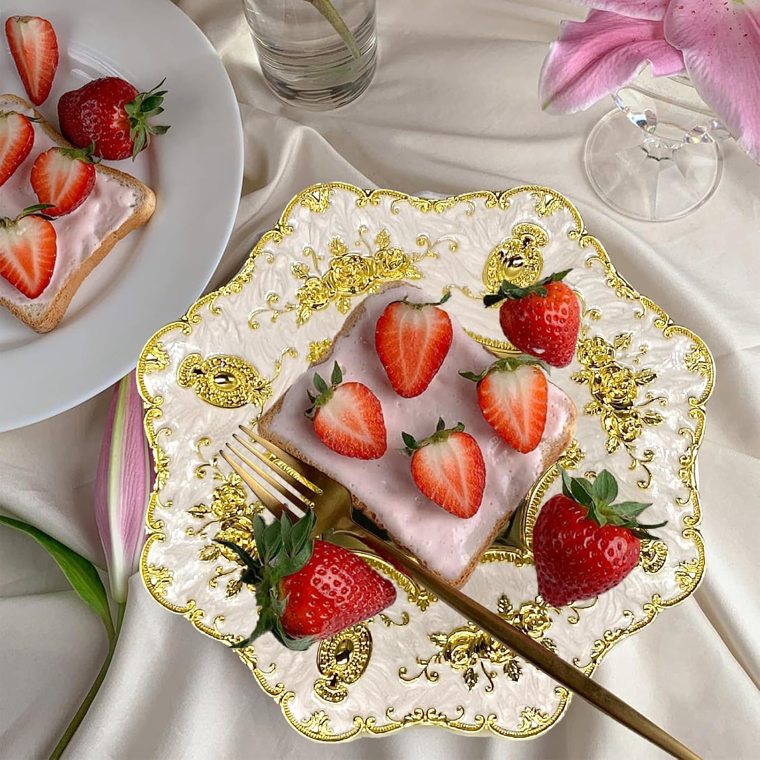 Fruit Bowl for Kitchen Counter - Christmas Decorative Bowl for Home Decor - Candy Dish Pedestal Bowl - Decorative Bowls for Home Decor - Golden Fruit Bowl Decor (Gold) - Image 3