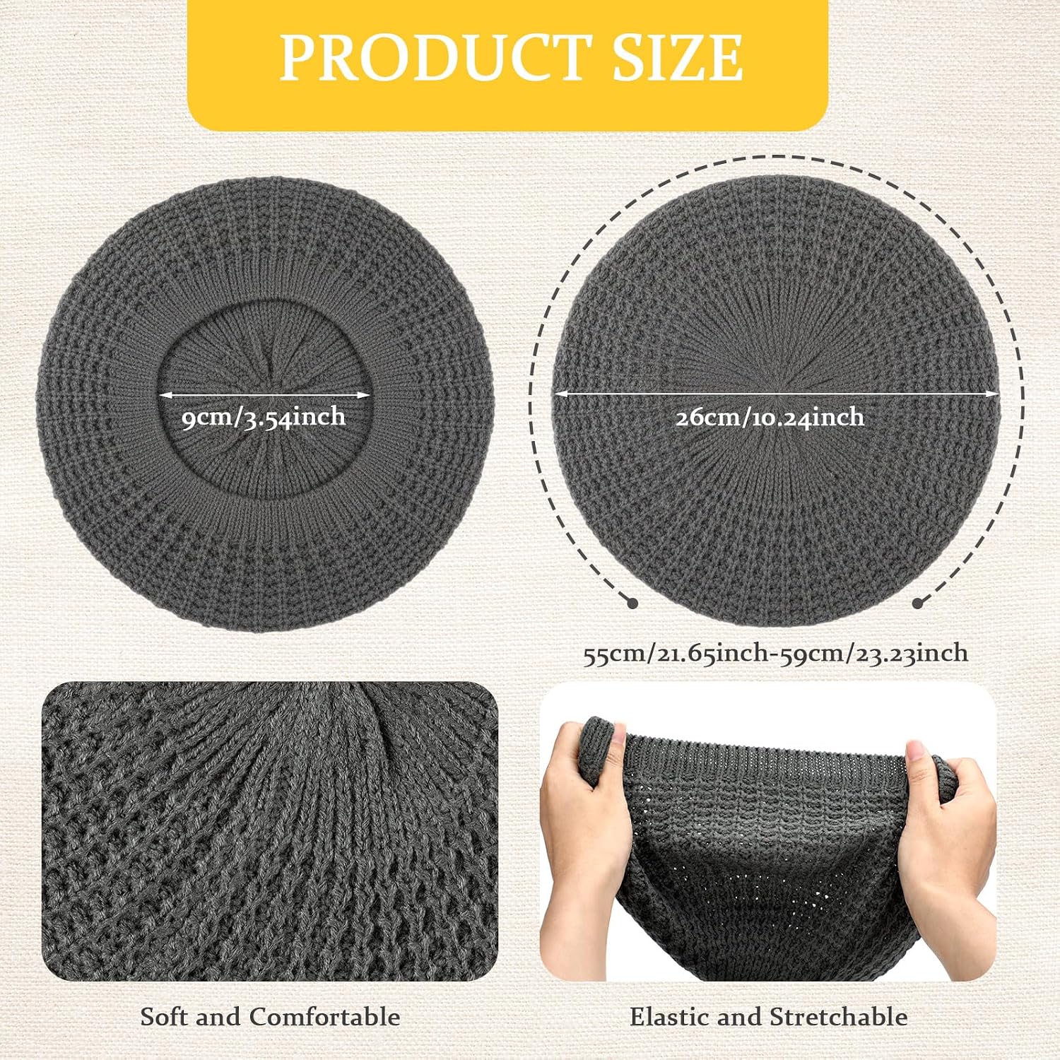 Chicingyou 6 Pcs Soft Crochet Beret Hats for Women, Knit Beret Hats