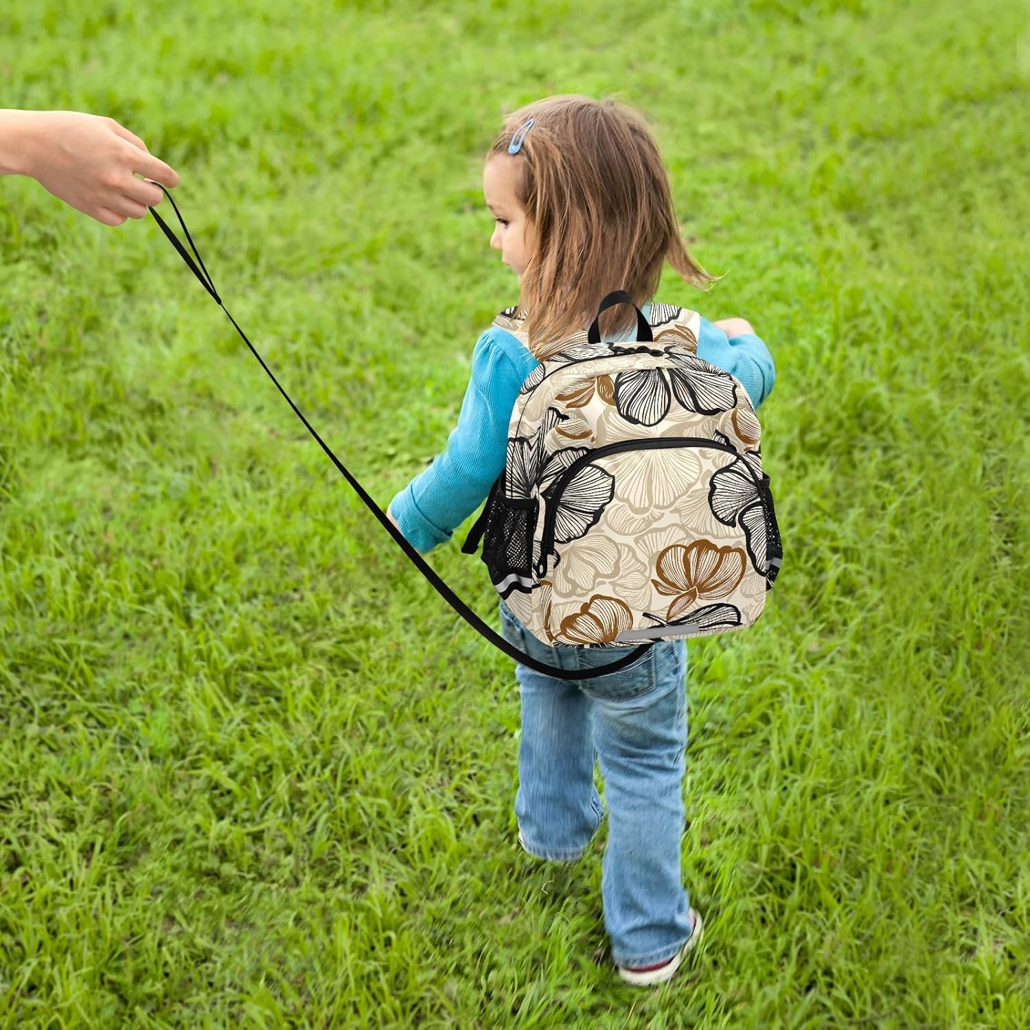 Ginkgo Leaf Beige Toddler Harness Backpack for Boys Girls 3-6 Years Kids Backpack with Anti Lost Safety Leash Child Leash Backpack for Walking Travel Preschool