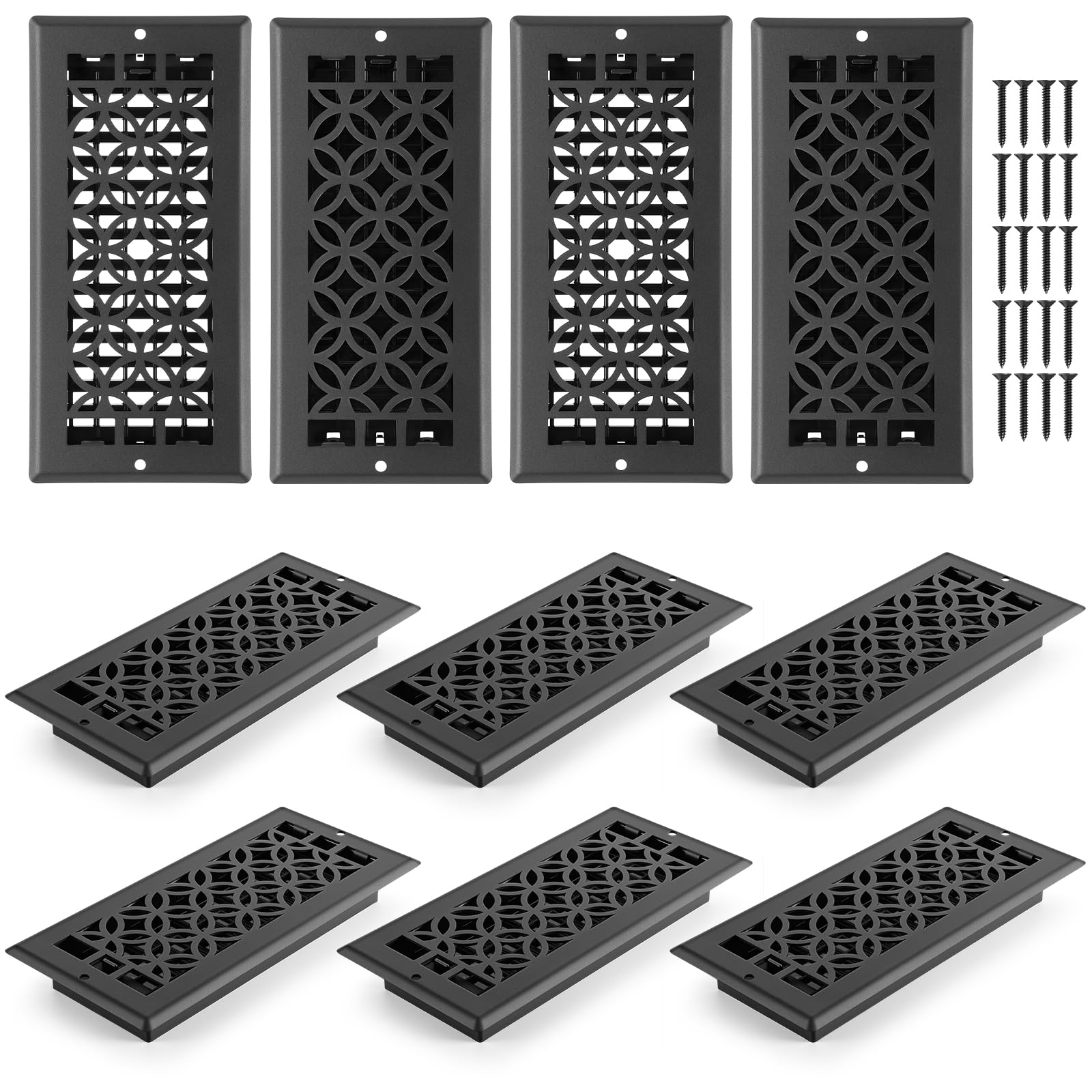 Grille d'aération de sol en acier noir robuste et design épuré pour maison