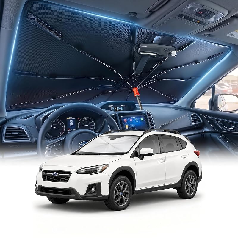 Protetor solar tipo guarda-chuva para para-brisa DMJN compatível com Subaru Crosstrek 2016–2026, preto