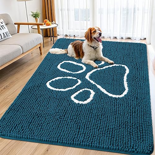 Miniatura 26 de Smiry Tapete para puerta de perro para patas fangosas, absorbente que atrapa la suciedad, antideslizante, de secado rápido, lavable, tapete de
