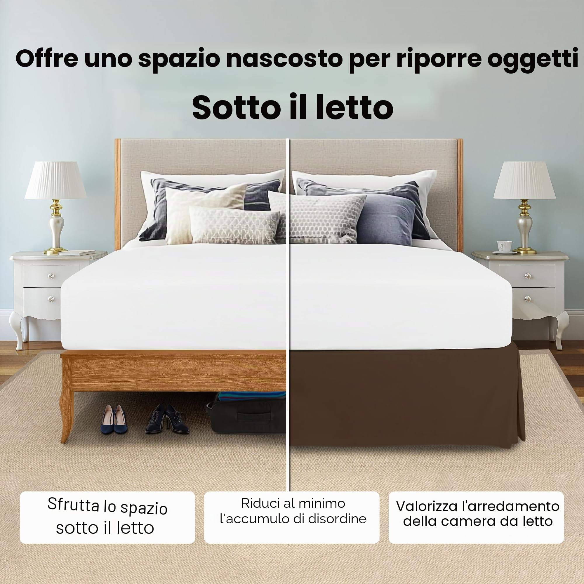 Utopia Bedding Mantovana giroletto matrimoniale, morbida con volant quadruple plissettato, facile da montare, con caduta su misura da 40 cm, qualità alberghiera, resistente al restringimento e allo