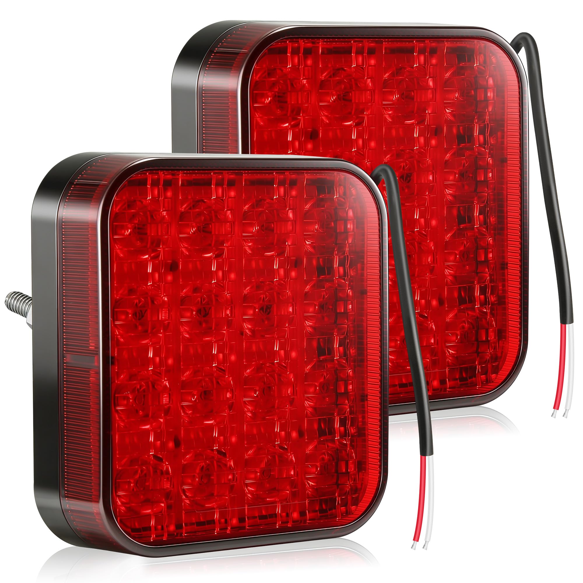 DARKGUARD 16LED Trailer Rear Fog Lights 2PCS - 12V/24V 2.2W E-Mark Approved IP67 Waterproof Red Rear Fog Lamp for Trailer Tail Lights Board, Caravan, Truck, Van Lorry, Tractor & Car