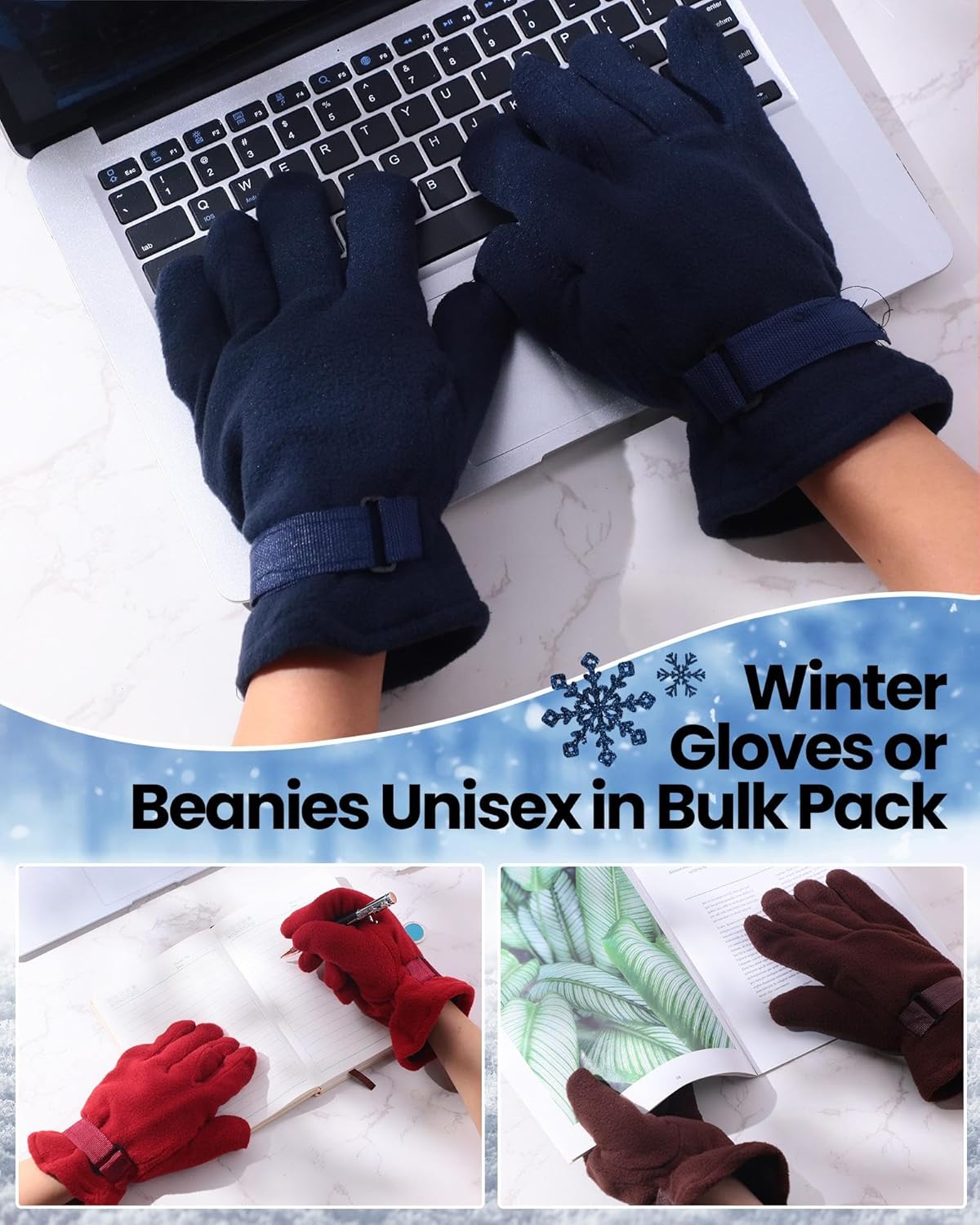 Liitrsh Winter Warm Fleece Gloves Men Bulk Thermal Driving Soft Warm Sports Cozy Gloves for Adult Men Women Cold Weather - Image 3