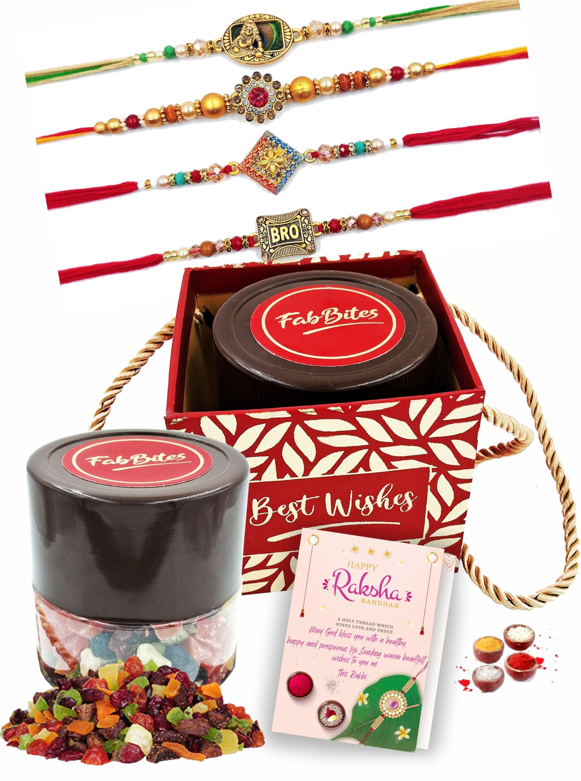 rakhi with gift hamper for brother-rakhi with dried fruit for younger, elder,brother/bhai/bhaiya,bhabhi/sister in law
