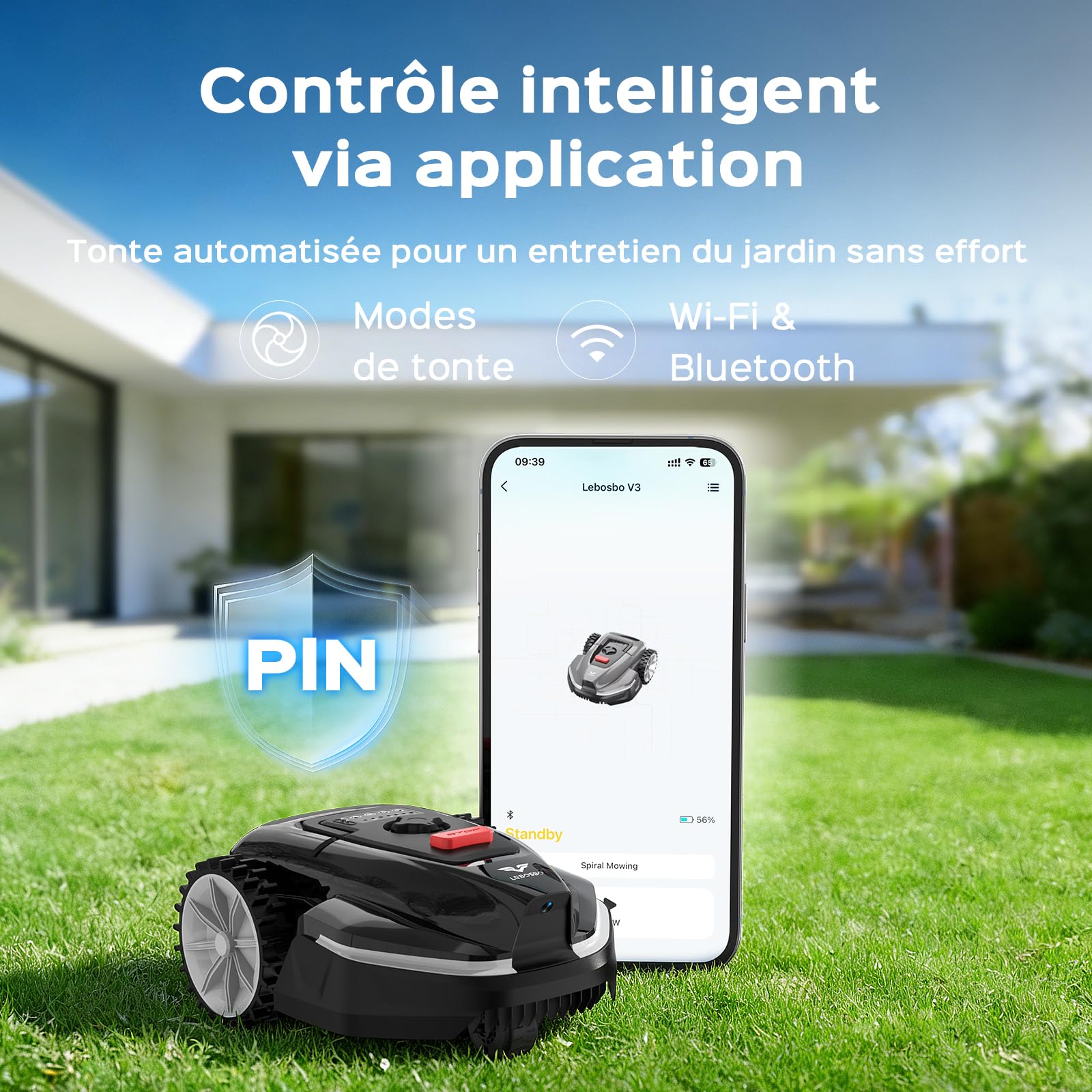 LEBOSBO V3 Robot Tondeuse sans Fil Périphérique avec Navigation Visuelle - vue 3