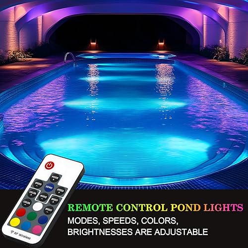 Miniatura 5 de SoulBay Luces de estanque con control remoto, 4 luces LED subacuáticas RGB IP68 impermeables con temporizador de 8 horas y fuente de alimentación