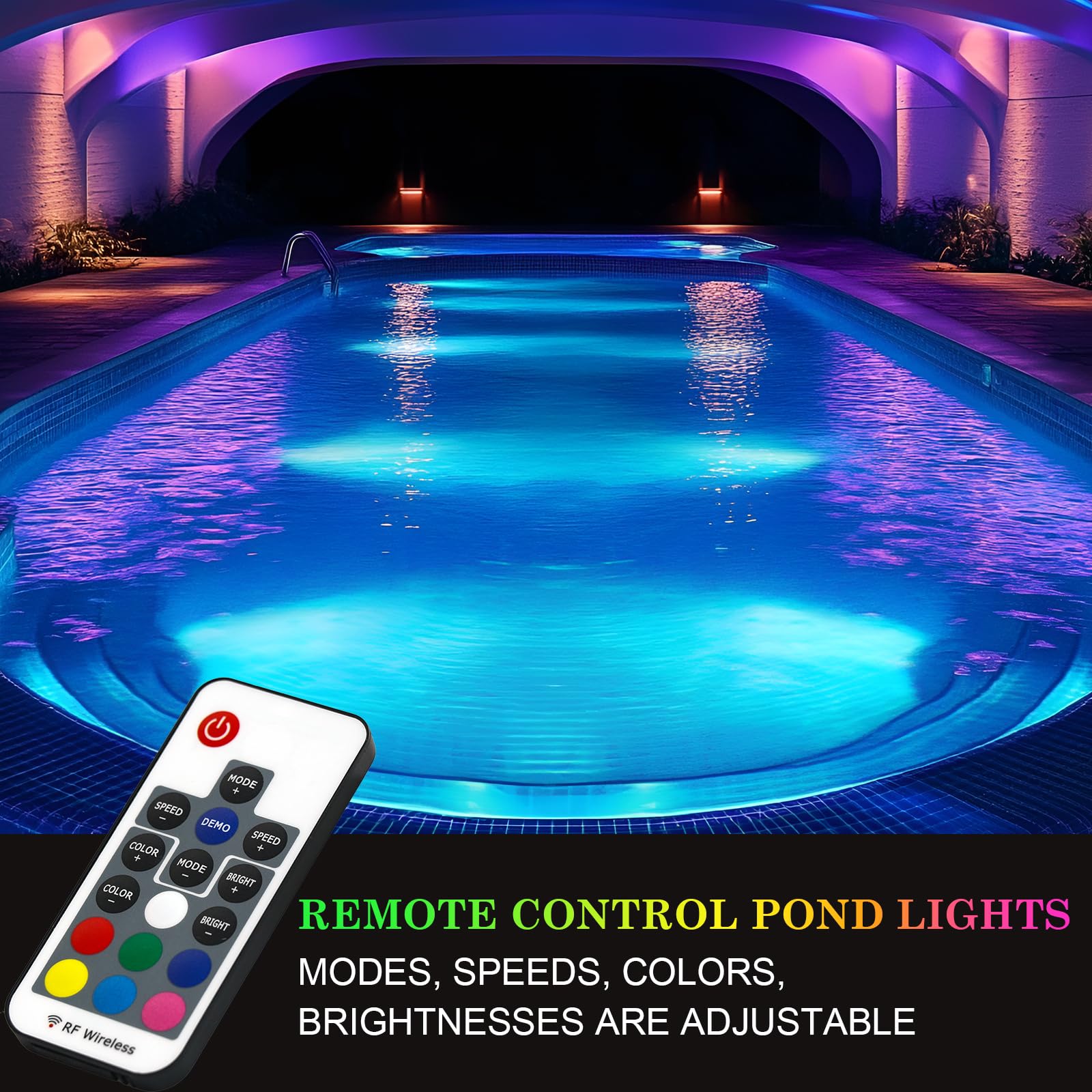 SoulBay RGB dompelbare led-verlichting met afstandsbediening, IP68 waterdichte zwembadverlichting, tuinverlichting, onderwaterverlichting voor vijver, terras, tuinfontein, set van 4