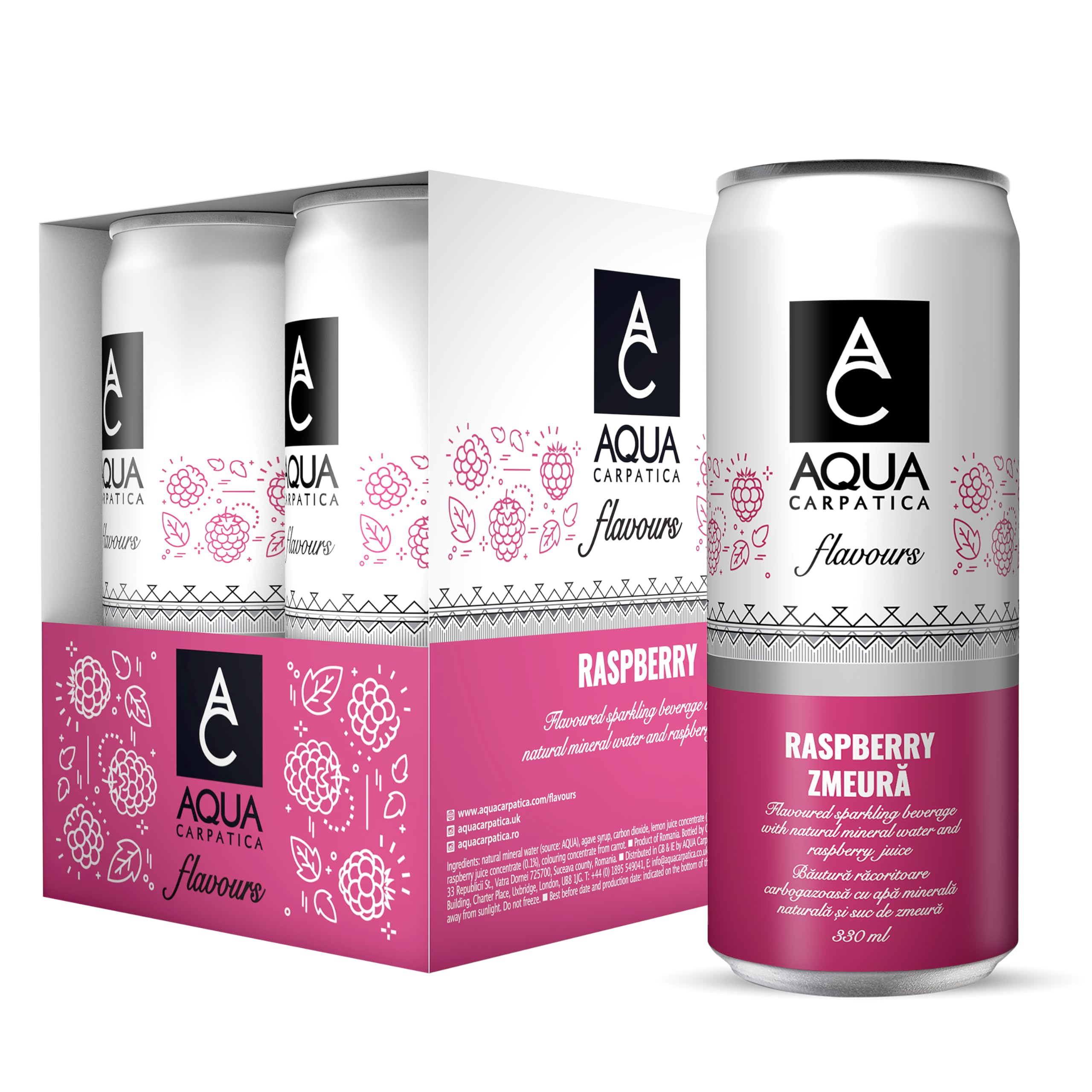 Buy AQUA Carpatica Sparkling Flavours Raspberry 330ml x 4 - Natural ...