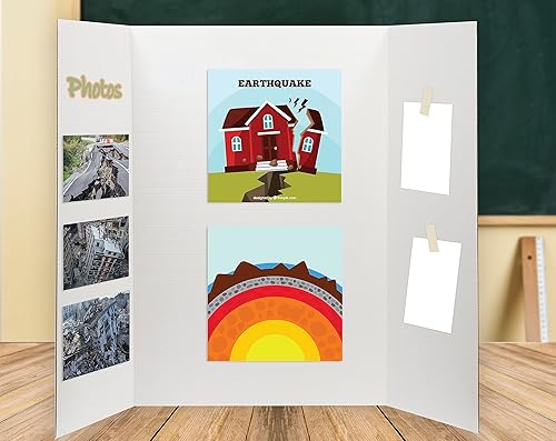Miniatura 6 de Desk Tech Tablero de presentación grande de tres pliegues, 36 x 48 pulgadas, papel corrugado resistente, blanco, perfecto para proyectos escolares,