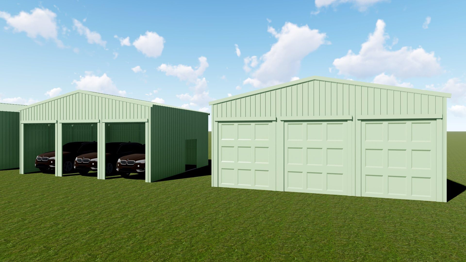 Weizhengheng WZH with Three Electronic Doors Steel/Metal Garage/Carport Building Kit/Cabin Size:30'×30'×12' (Dark Grey)
