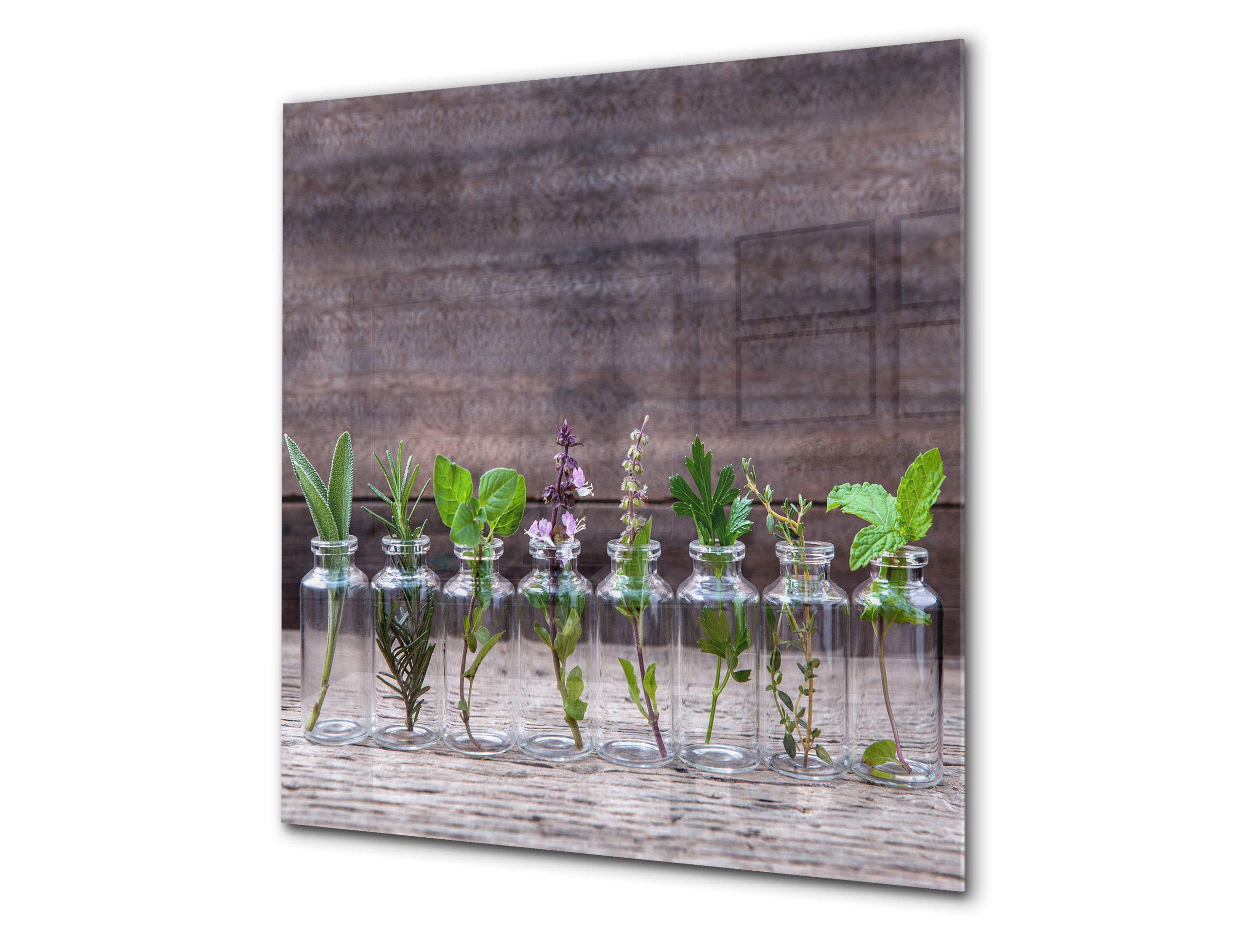 Elegante Küchenrückwand Aus Hartglas – Design 'Herbs In Jars', Spritzschutz & Deko In Einem, Einfach Zu Montieren