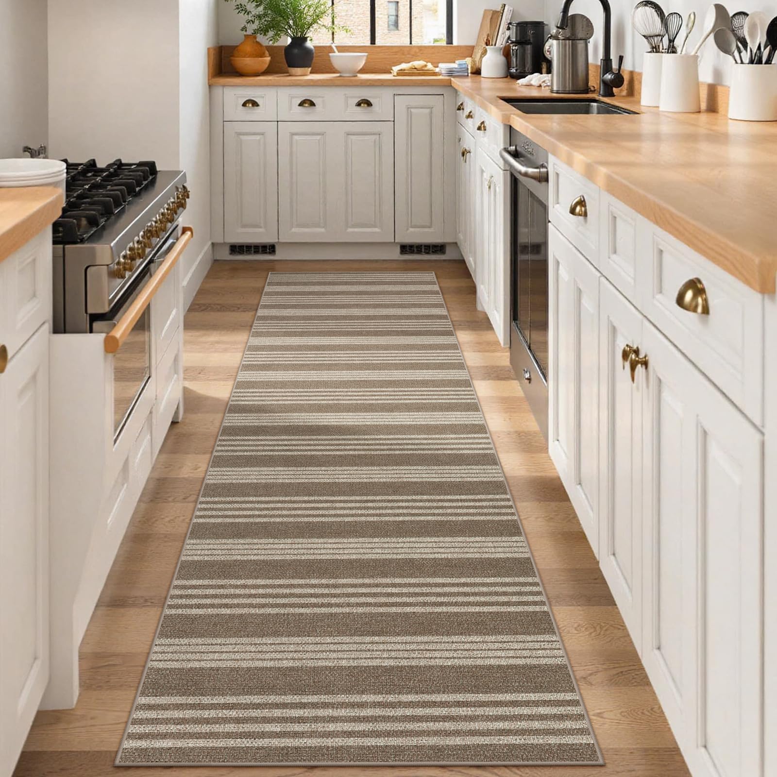 Elance Christmas Washable Easy Jute Slim Striped Red&Green Indoor/Outdoor Rug - Lahome, 3' X 5