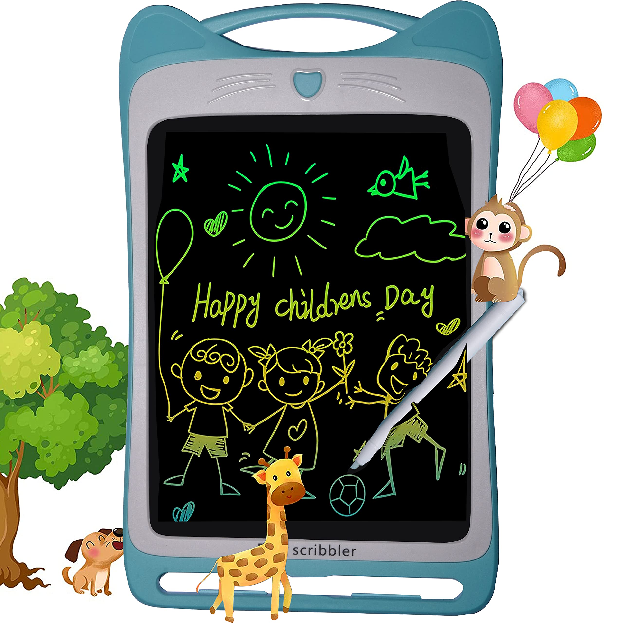 Easy Scribbler Cat Design Pad 9 Inch in Blue | Writing, Reusable, Portable Pad with Colorful Letters | Graphic Tablet | Scribbling Pad | Birthday Gift for Kids| Drawing | Stylus Pen (B09GRXTYWY) Amazon Price History, Amazon Price Tracker