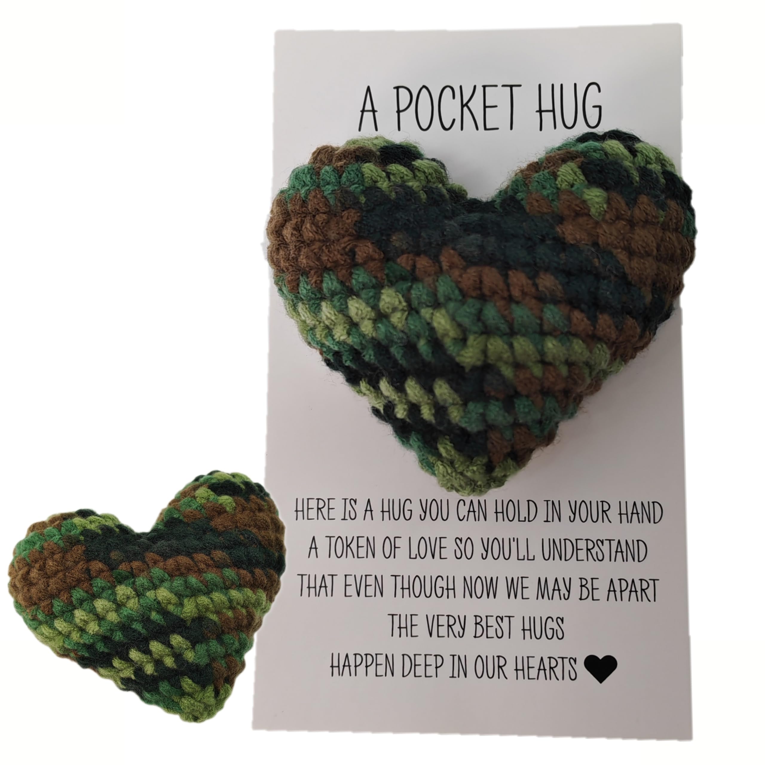 Acecare Crochet Heart Pocket Hug Deployment Gift for Navy Army, Military Long Distance Comfort Gift for Boyfriend Girlfriend Family